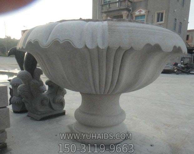 花盆雕塑-户外景观大型大理石石雕花盆雕塑