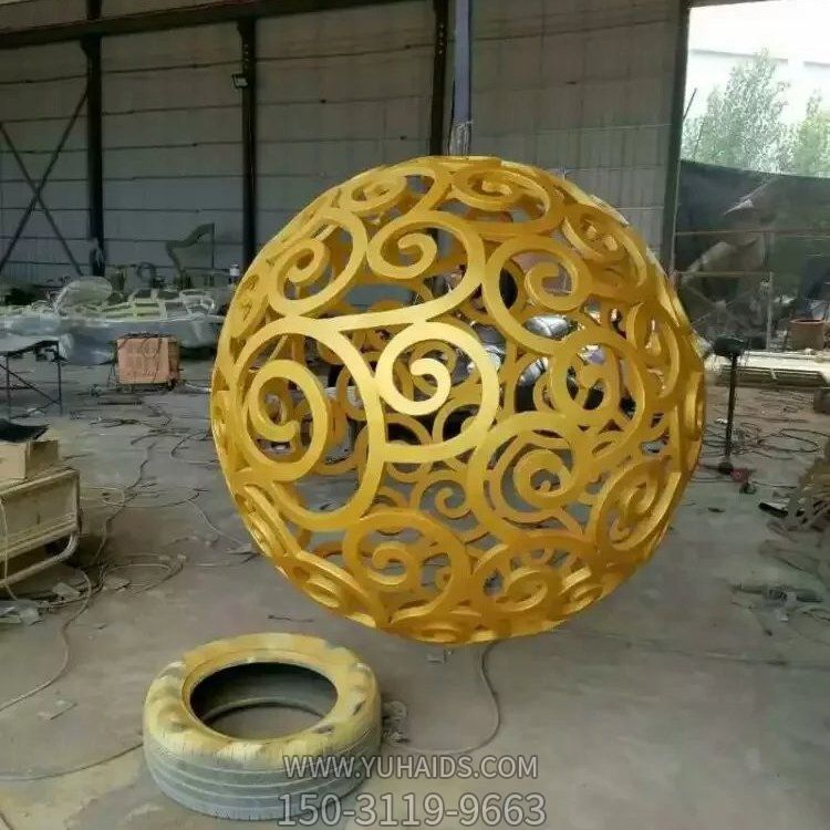 不锈钢金属大型镂空球雕塑