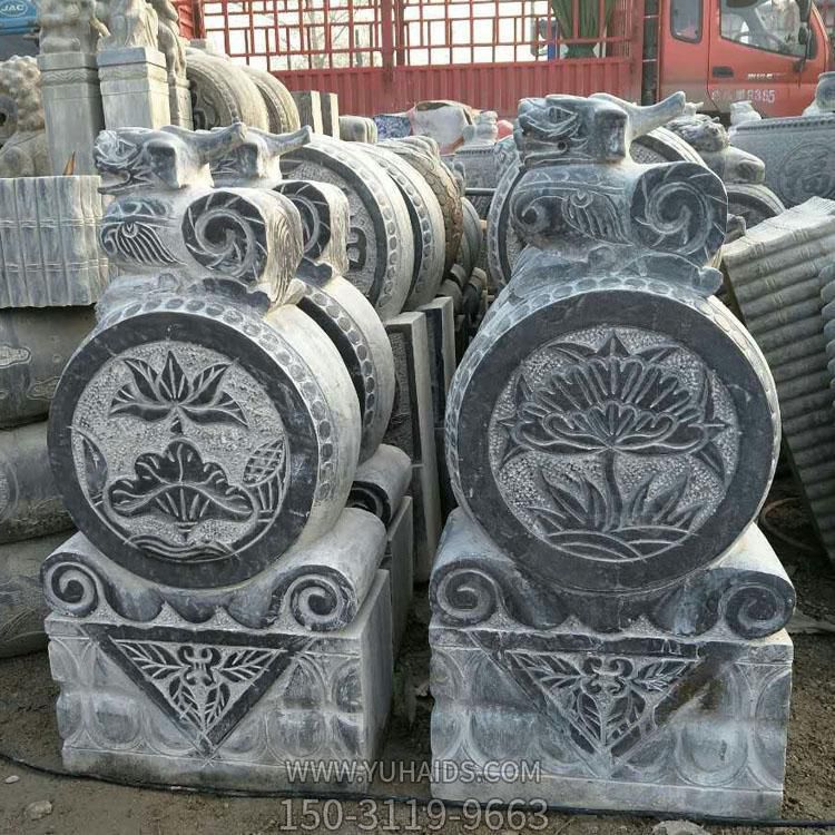 庭园青石仿古门口石抱鼓摆件 雕塑