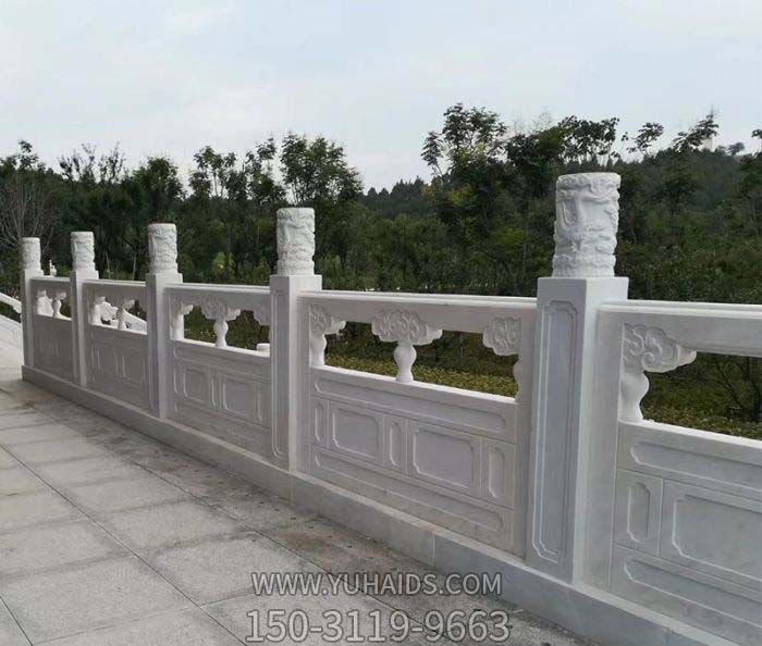 城市河道装饰汉白玉防护栏杆石雕雕塑