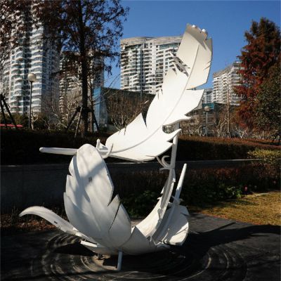 城市园林摆放不锈钢创意羽毛景观雕塑