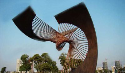 公园抽象大型仿真老鹰折扇雕塑