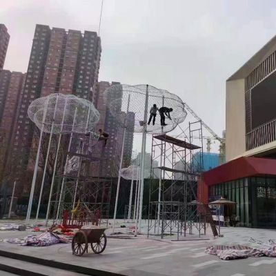 广场装饰不锈钢网格云朵艺术造型景观雕塑