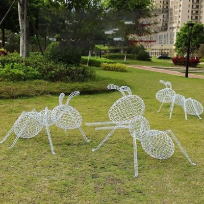 户外花园不锈钢镂空抽象蚂蚁雕塑