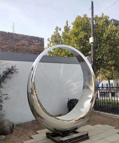 不锈钢镜面创意抽象圆环雕塑