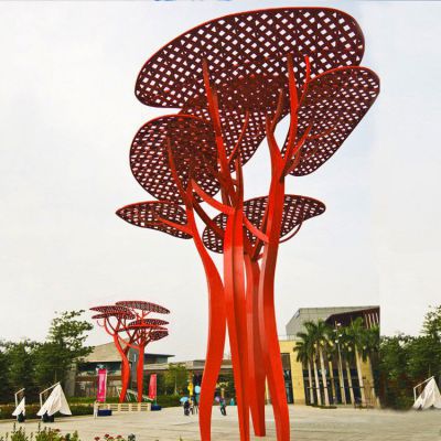 户外广场不锈钢镂空喷漆创意树景观雕塑