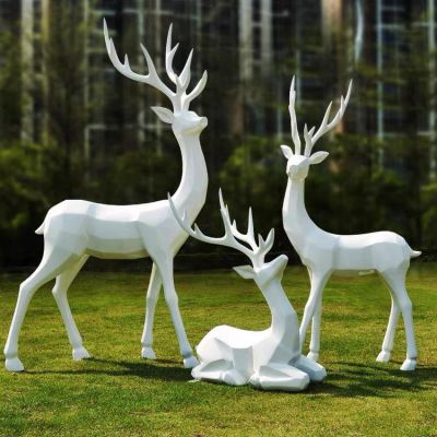 玻璃钢几何户外园林抽象梅花鹿雕塑摆件