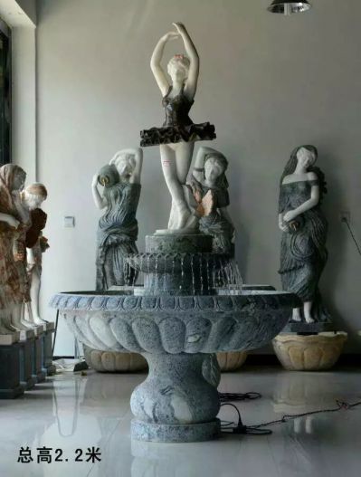 酒店室内摆放花岗岩雕刻欧式人物流水水钵