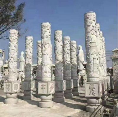 十二生肖石柱子，城市园林文化柱