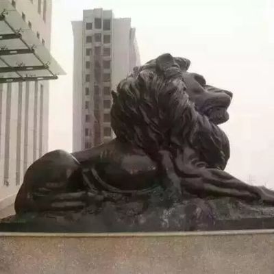 法院大型仿真动物不锈钢仿铜狮子雕塑