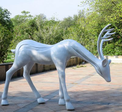 公园不锈钢大型不锈钢仿真动物梅花鹿雕塑