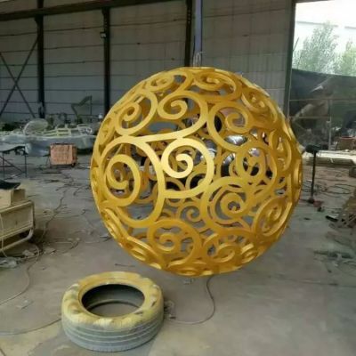 不锈钢金属大型镂空球雕塑