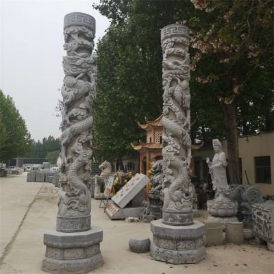 广场大型青石雕刻文化龙柱景观装饰  