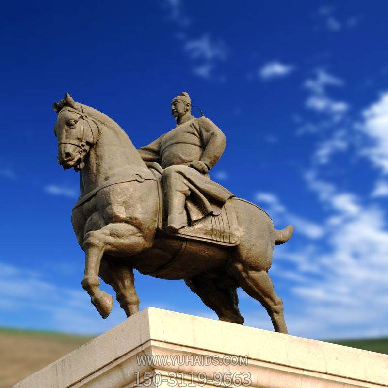 景区景点花岗岩古代帝王李世民骑马雕塑