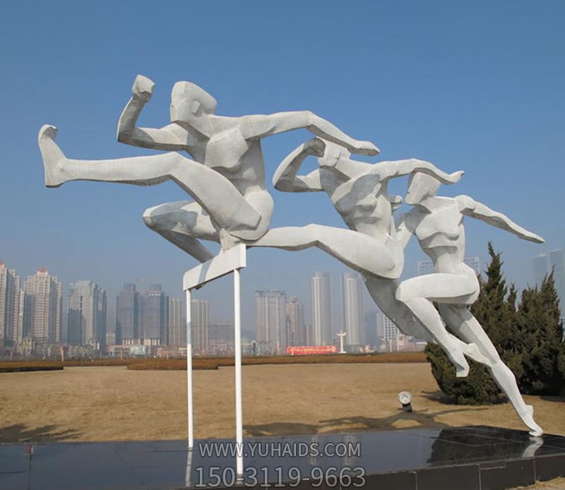公园不锈钢几何跨栏运动系列雕塑