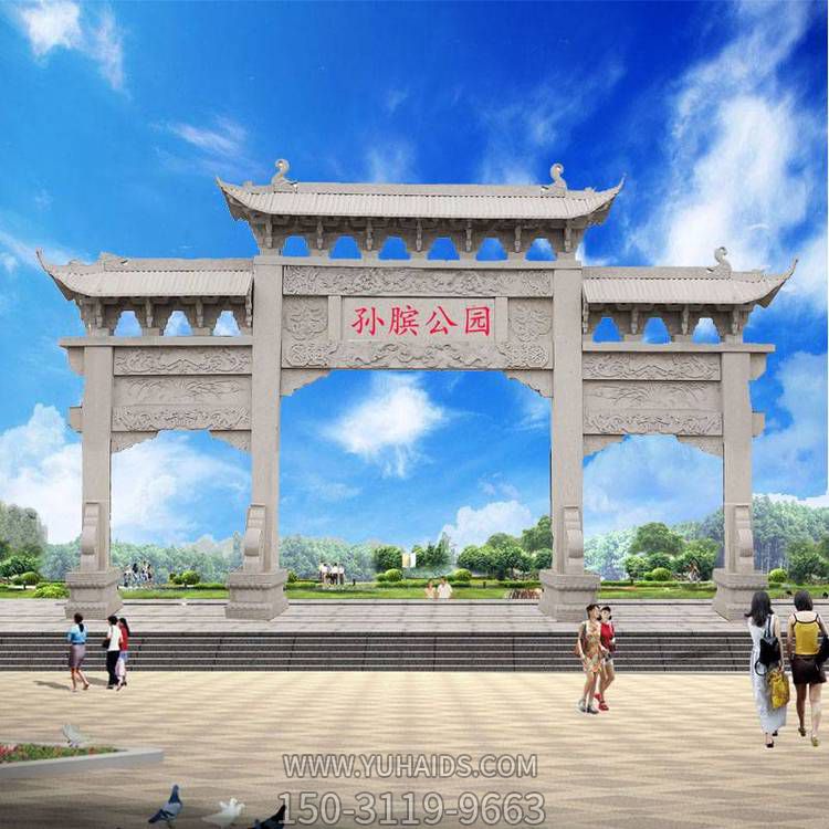 户外公园大理石石雕牌坊雕塑
