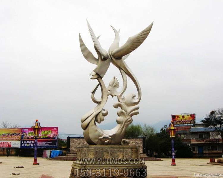 户外广场大型抽象铜雕凤凰雕塑