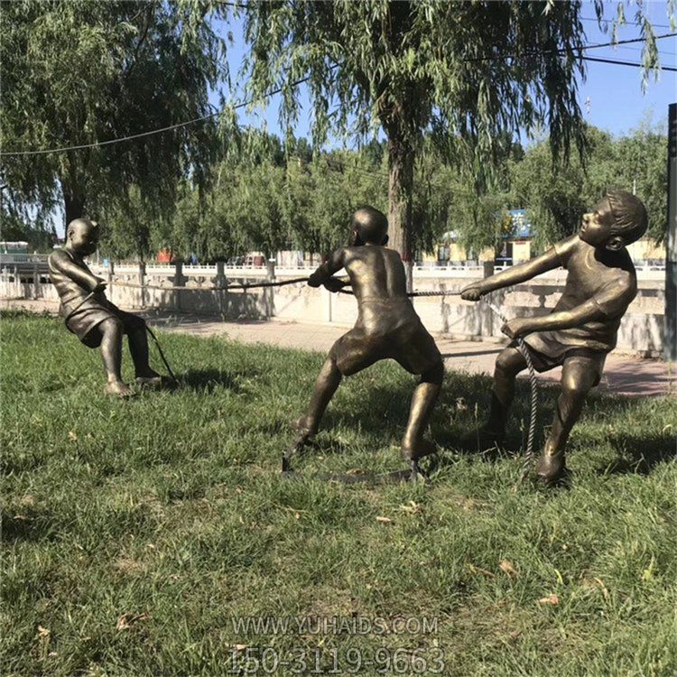 拔河，玻璃钢民俗生活场景人物雕塑
