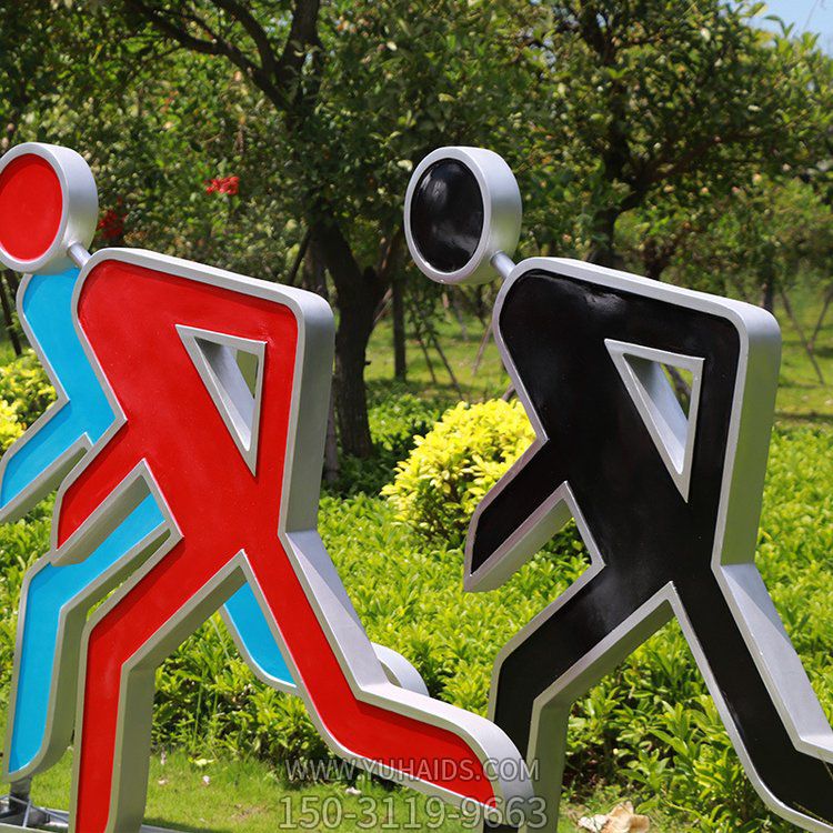 公园户外不锈钢剪抽象跑步的人物景观雕塑