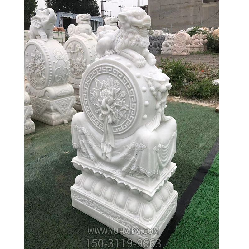 汉白玉石鼓家用庭院门口 仿古石墩装饰摆件抱鼓石雕塑