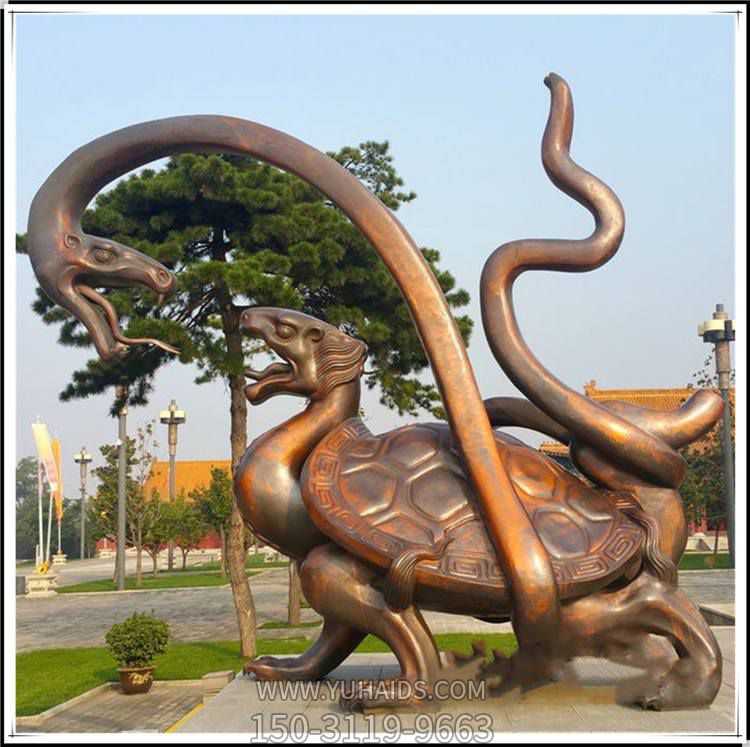 公园大型玻璃钢仿铜神兽玄武雕塑
