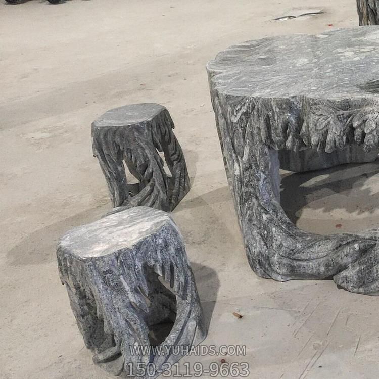 公园庭院大理石雕刻天然石桌凳造型美观大气雕塑