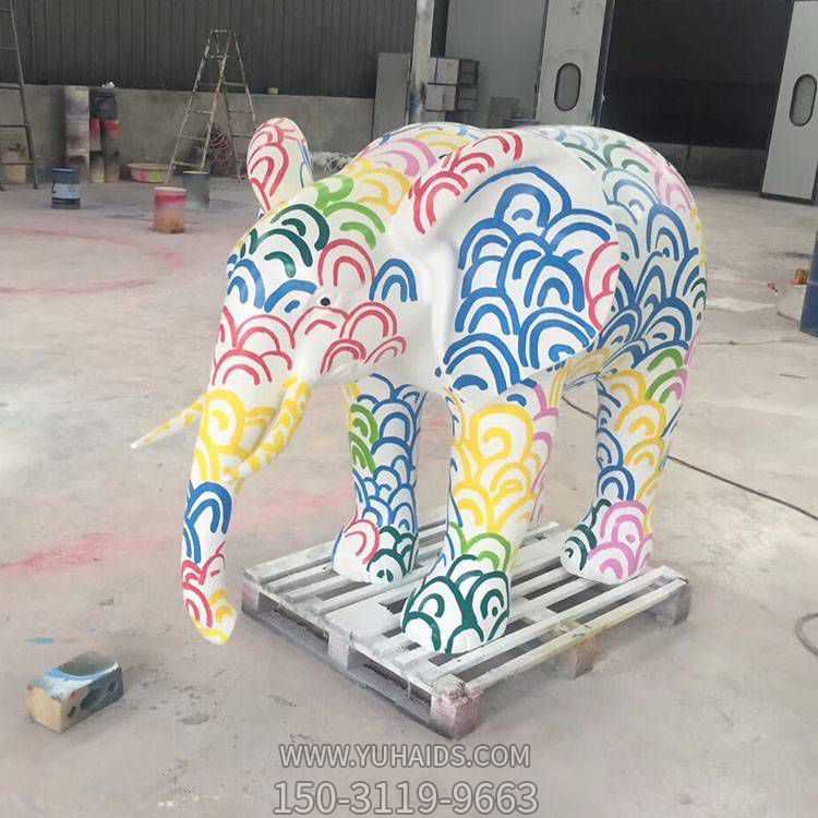 玻璃钢彩绘户外园林景观商场大象雕塑