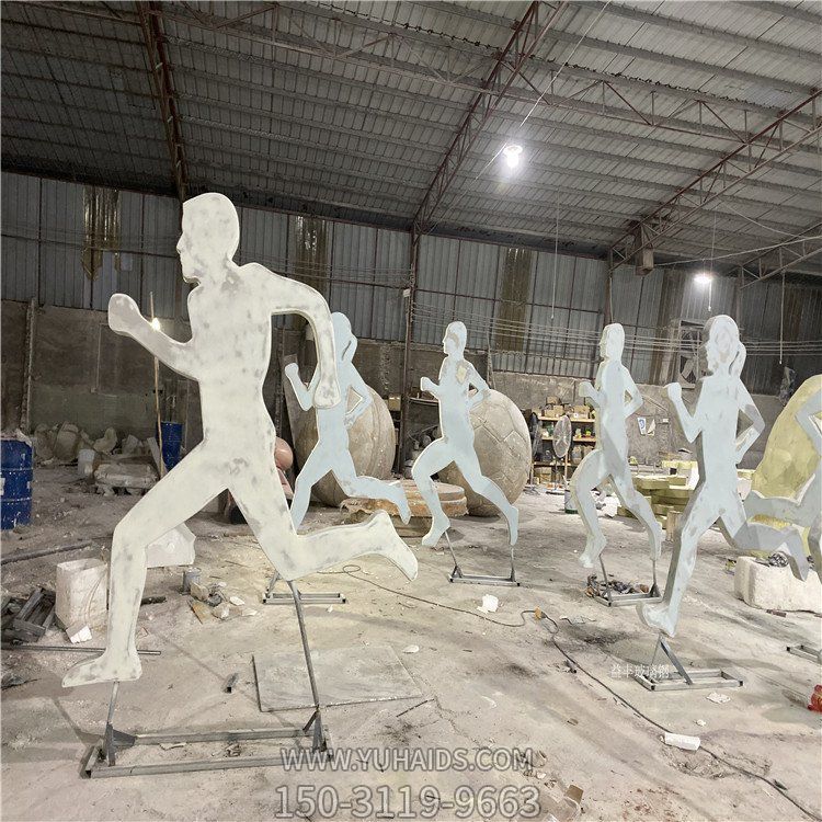 不锈钢抽象剪影跑步的人物雕塑