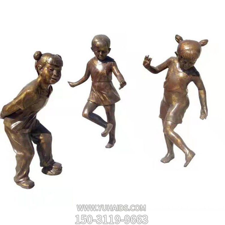 园林户外铜雕嬉戏玩耍的儿童雕塑