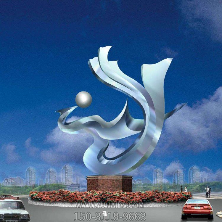 不锈钢户外抽象园林景观标志摆件雕塑