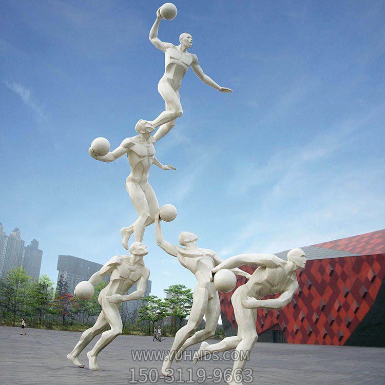 园林体育馆不锈钢抽象运动打球的人物景观雕塑