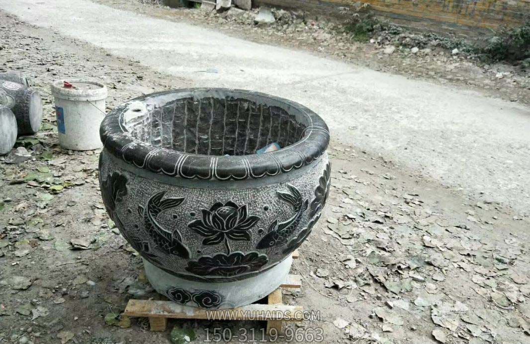 仿古圆形水缸石雕缸雕塑