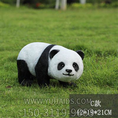 熊猫雕塑-步行街公园小区爬行熊猫公仔玻璃钢雕塑