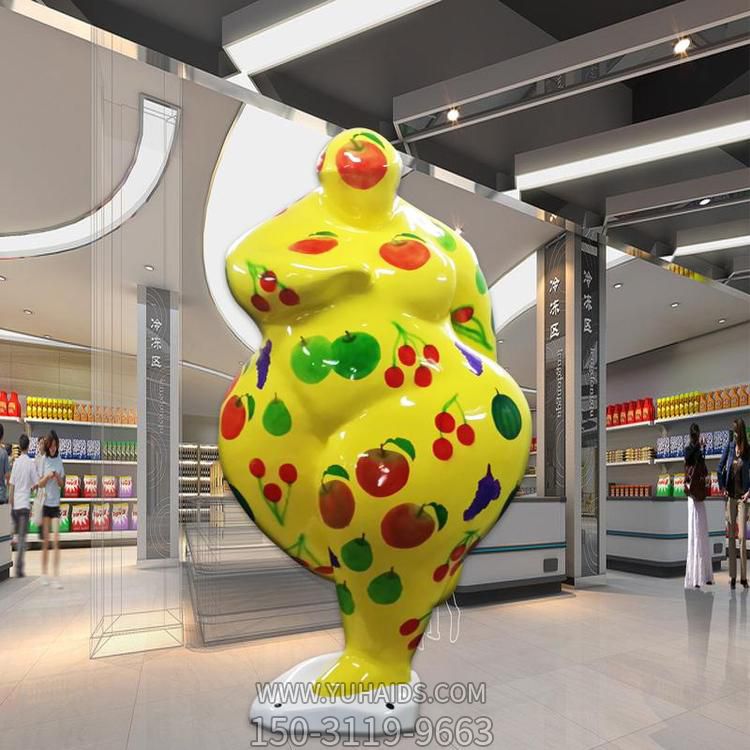商场玻璃钢彩绘创意大型抽象人物摆件雕塑