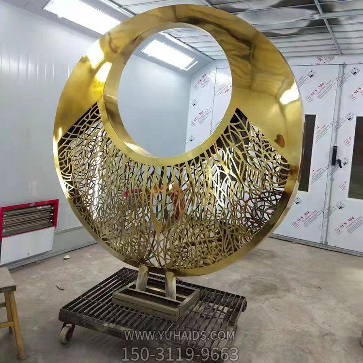 金属不锈钢喷漆镂圆环雕塑