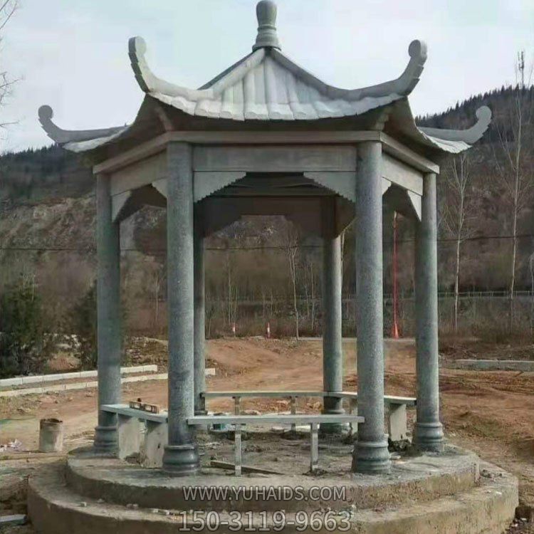 园林户外摆放青石仿古建凉亭雕塑