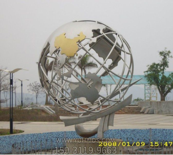 不锈钢金属网格户外地球仪雕塑