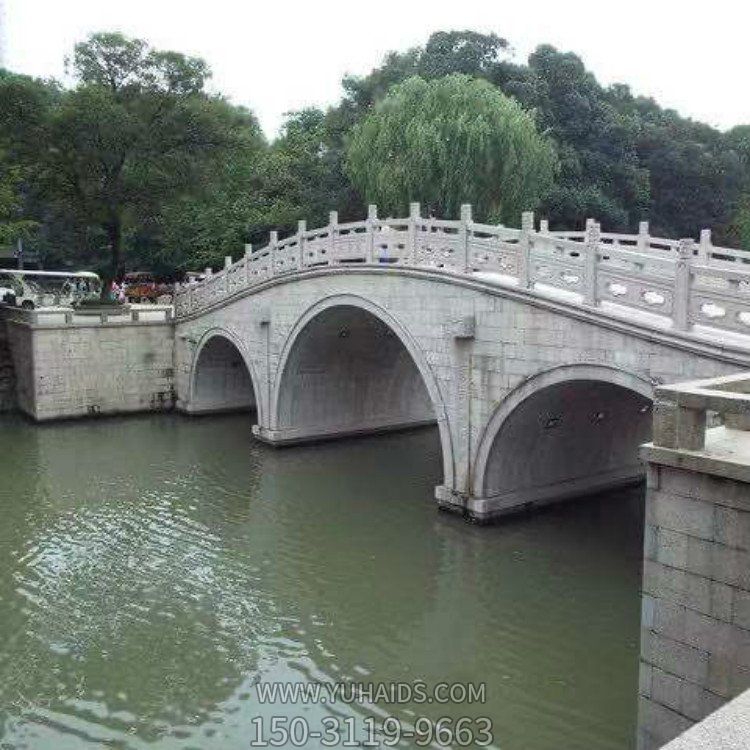 景区园林造景石拱桥安装大理石防护栏杆雕塑
