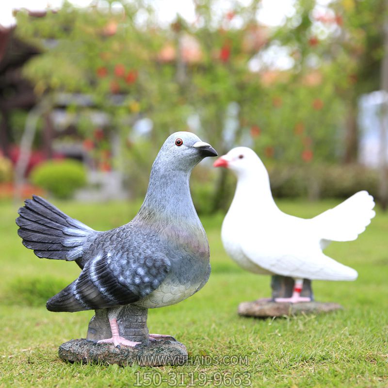 公园草坪创意童趣仿真动物鸽子雕塑