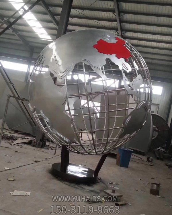 不锈钢网格金属镂空地球仪雕塑