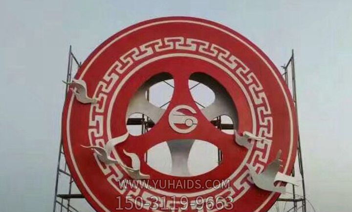 玻璃钢创意抽象仿齿轮雕塑