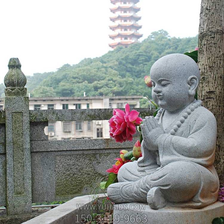 寺庙砂石石雕户外小和尚小沙弥雕塑
