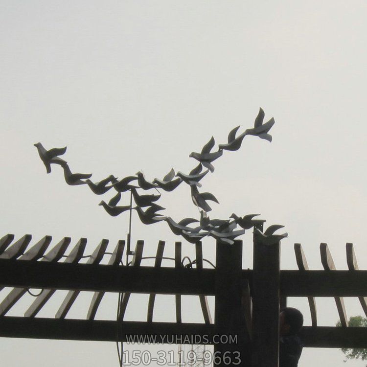 广场不锈钢创意一群飞翔的鸽子雕塑