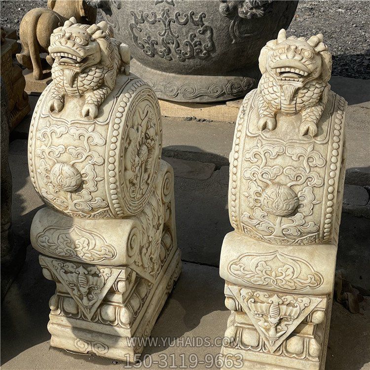 仿古汉白玉抱鼓石石雕雕塑