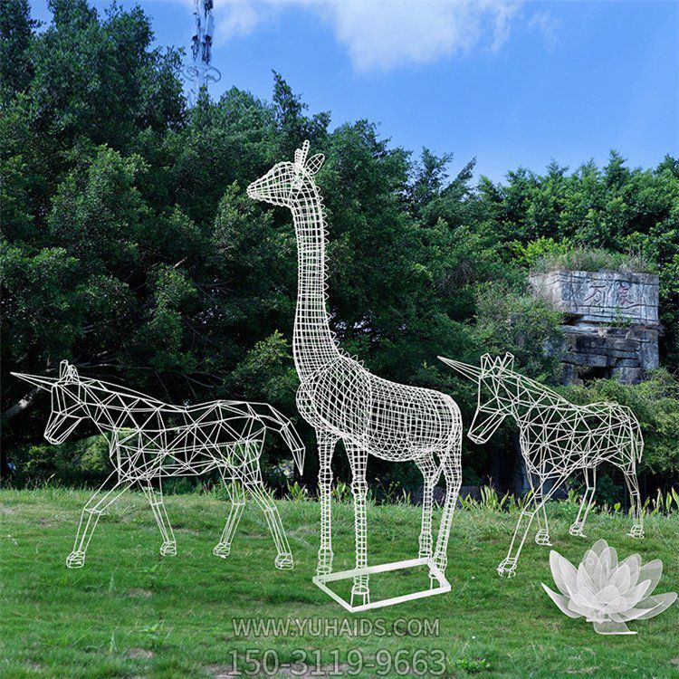抽象铁艺网格动物雕塑摆件