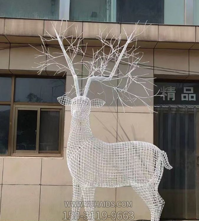 不锈钢镂空户外园林抽象梅花鹿雕塑