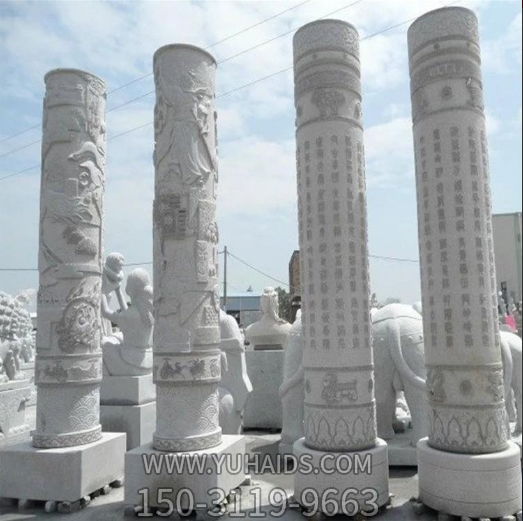 花岗岩生肖柱，中国传统文化石雕柱子雕塑