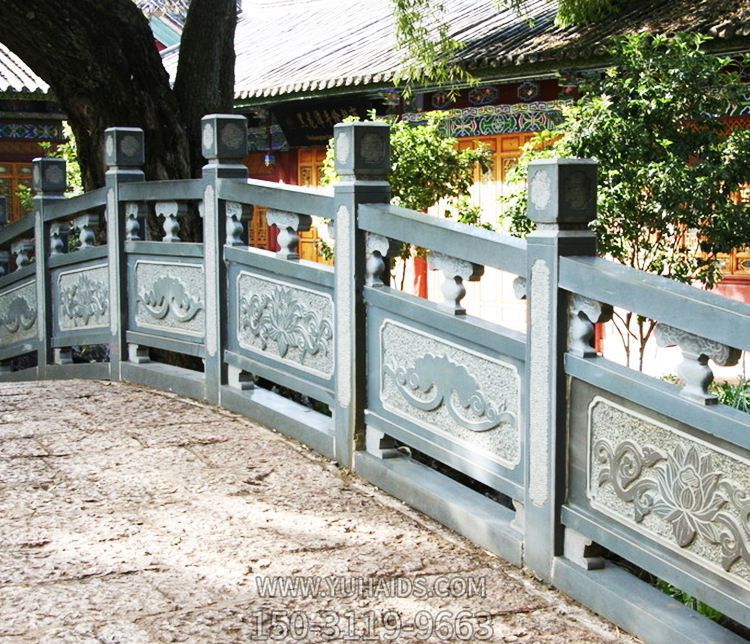 仿古寺院石桥景观雕刻花纹栏杆扶手雕塑