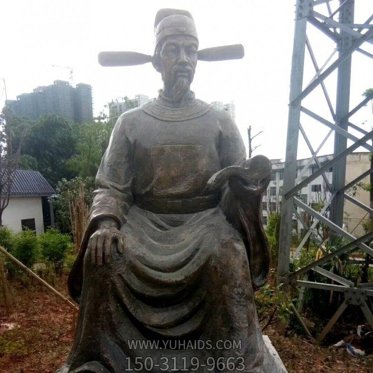园林户外玻璃钢仿铜古代人物景观雕塑