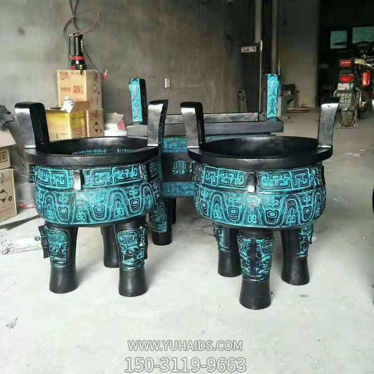 青铜器户外寺庙景区圆形鼎雕塑